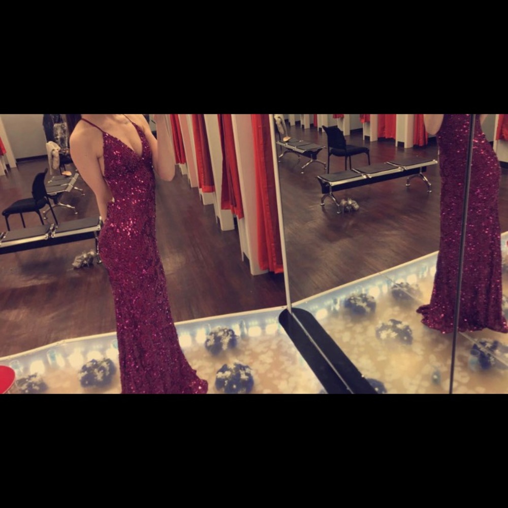 New in bag- berry colored sequin prom dress